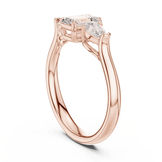 Oval Diamond Three Stone Engagement Ring Rose Gold 18K | Lab Grown | Driona Jewels