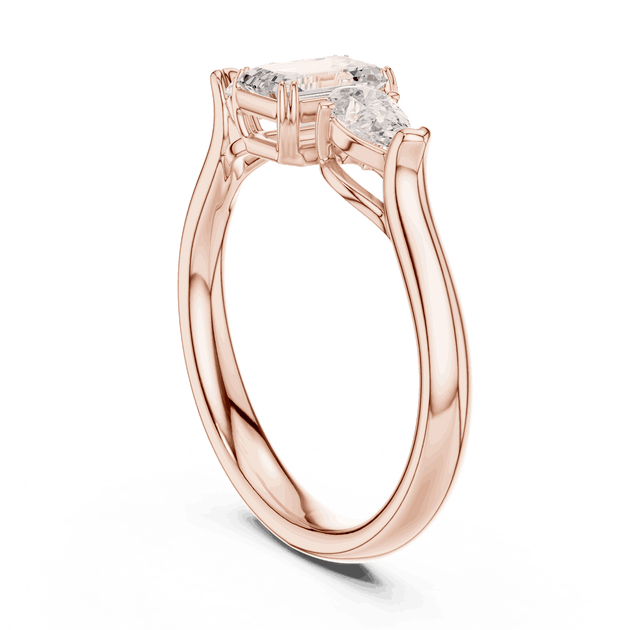 Oval Diamond Three Stone Engagement Ring Rose Gold 18K | Lab Grown | Driona Jewels
