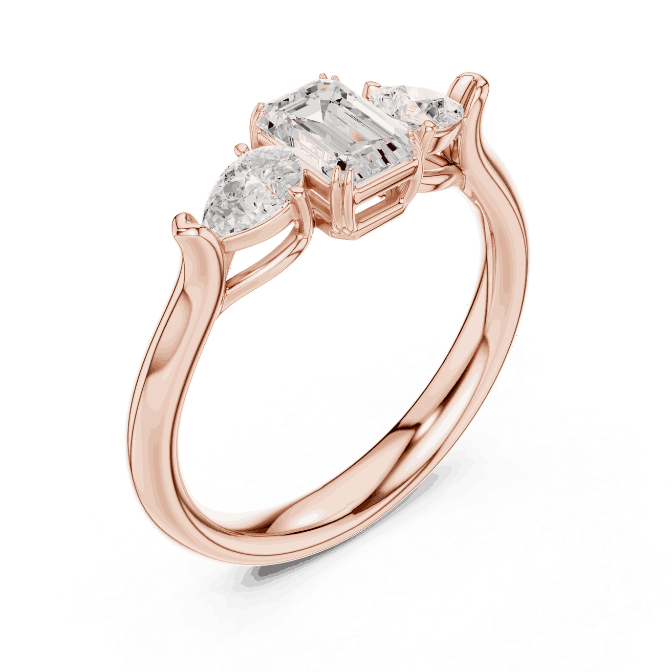 Oval Diamond Three Stone Engagement Ring Rose Gold 18K | Lab Grown | Driona Jewels