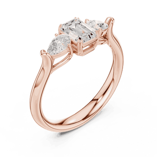 Oval Diamond Three Stone Engagement Ring Rose Gold 18K | Lab Grown | Driona Jewels