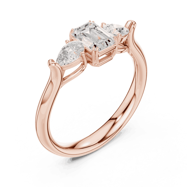 Oval Diamond Three Stone Engagement Ring Rose Gold 18K | Lab Grown | Driona Jewels