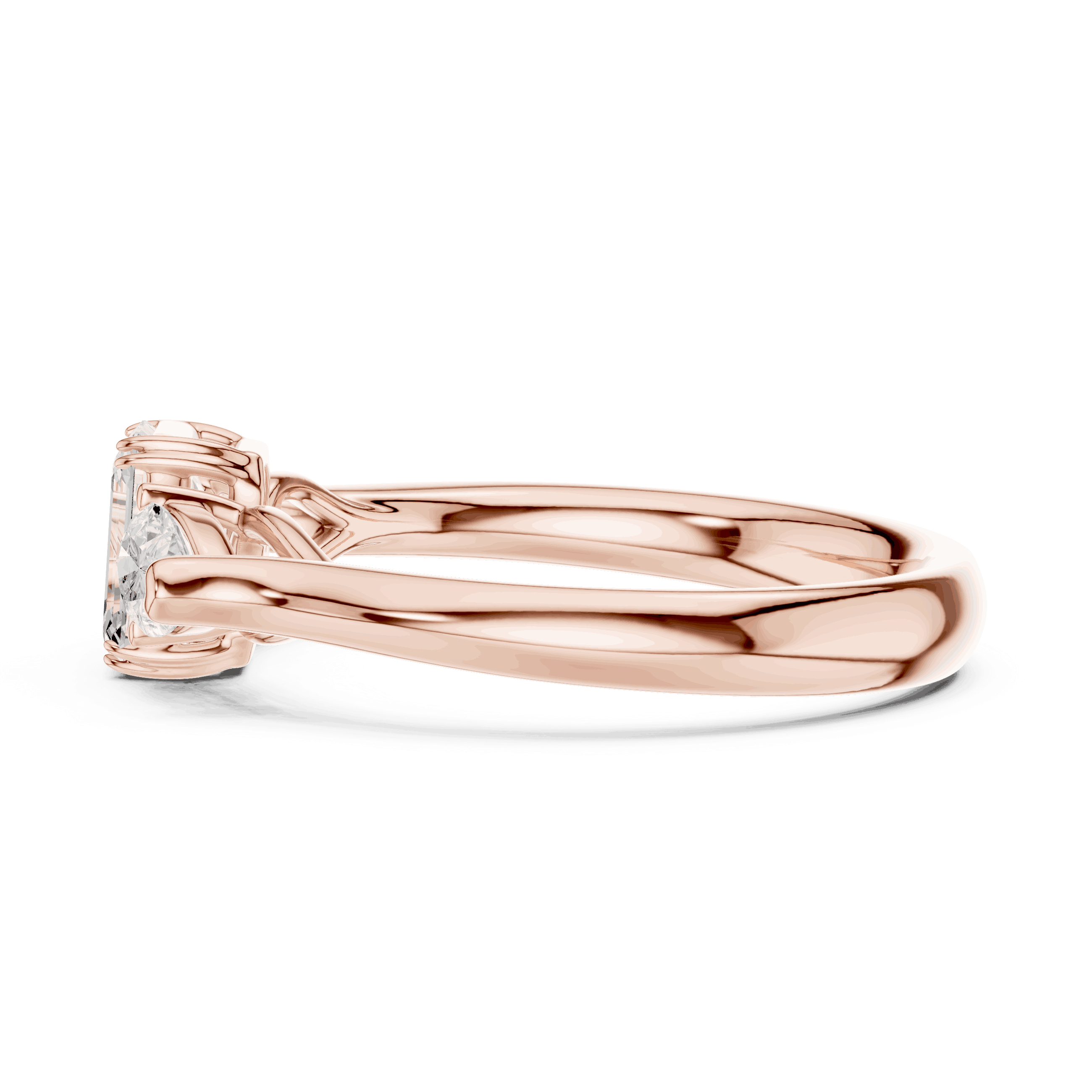 Oval Diamond Three Stone Engagement Ring Rose Gold 18K | Lab Grown | Driona Jewels