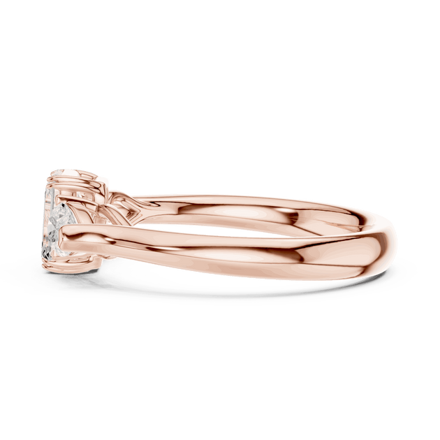 Oval Diamond Three Stone Engagement Ring Rose Gold 18K | Lab Grown | Driona Jewels