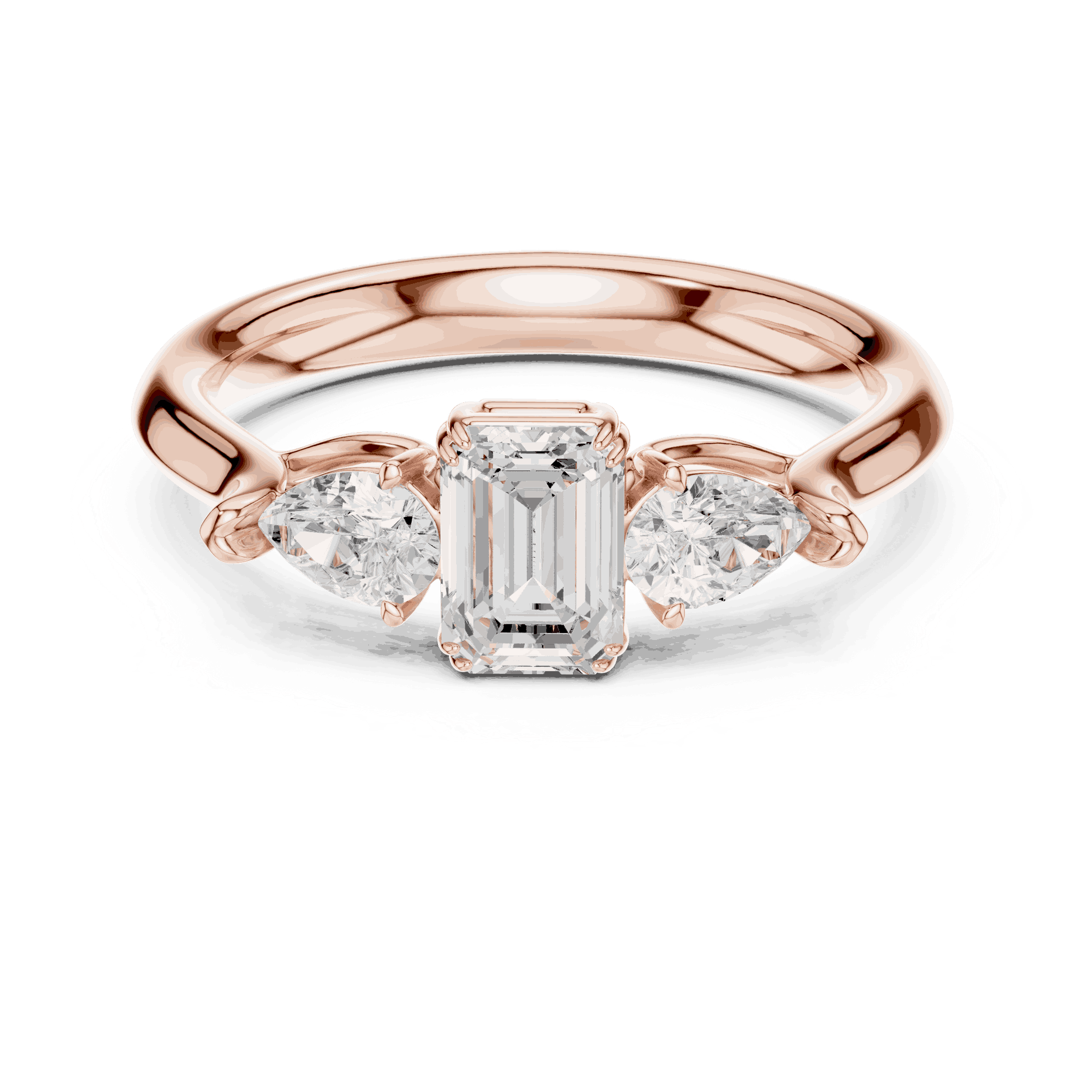 Oval Diamond Three Stone Engagement Ring Rose Gold 18K | Lab Grown | Driona Jewels