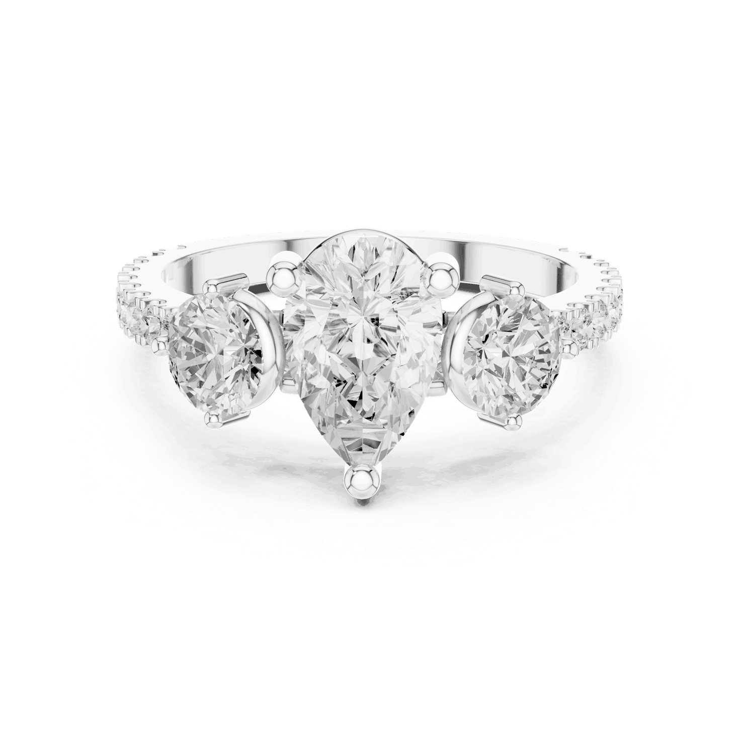 Oval Diamond Three Stone Pave Engagement Ring Rose Gold 18K | Lab Grown | Driona Jewels