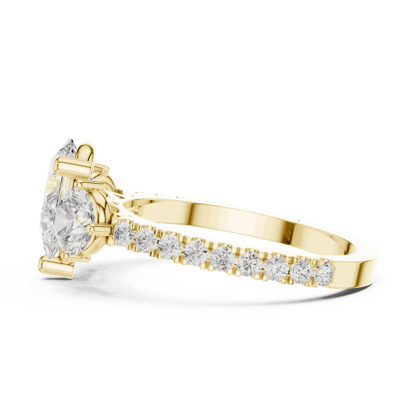 Oval Diamond Three Stone Pave Engagement Ring Rose Gold 18K | Lab Grown | Driona Jewels