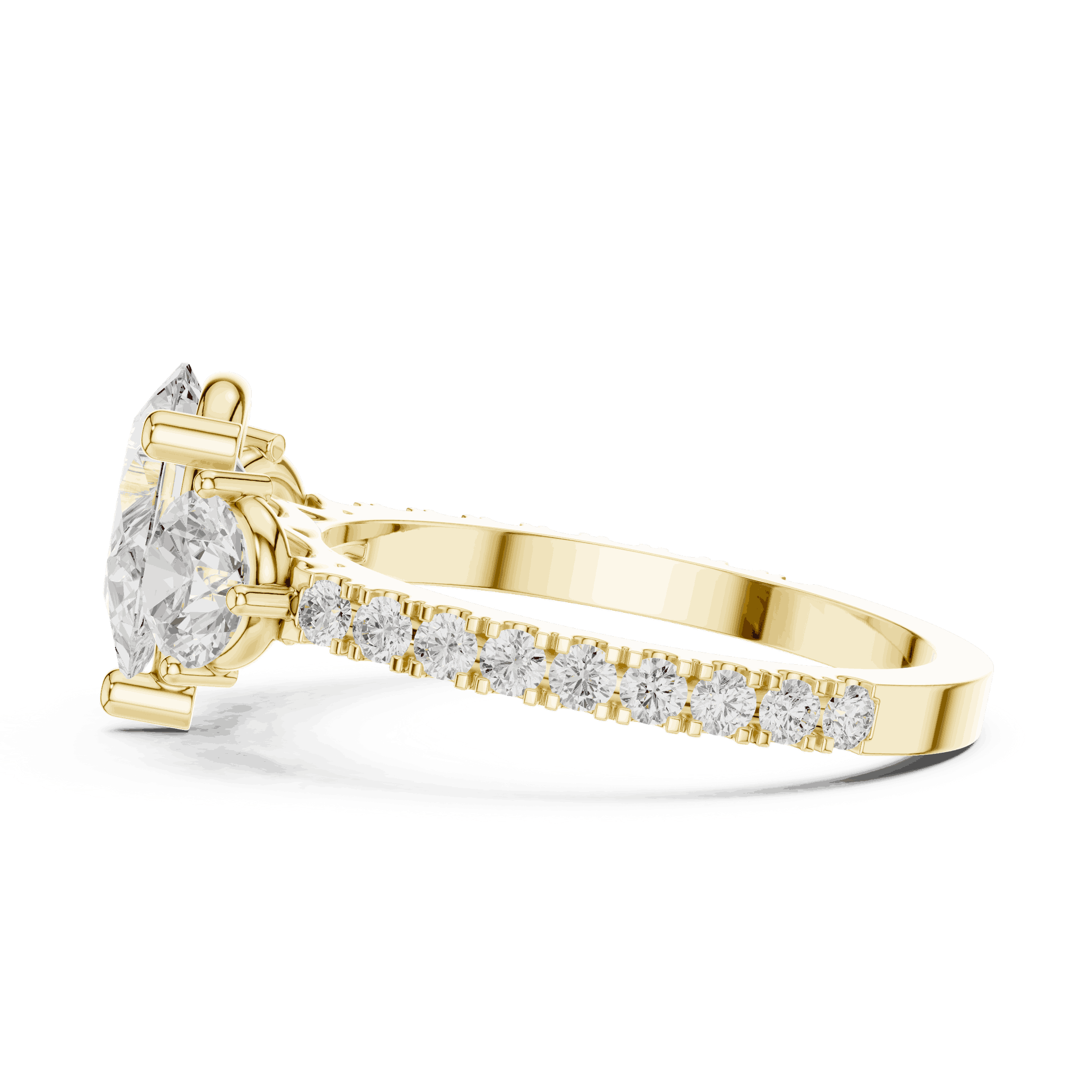 Oval Diamond Three Stone Pave Engagement Ring Rose Gold 18K | Lab Grown | Driona Jewels