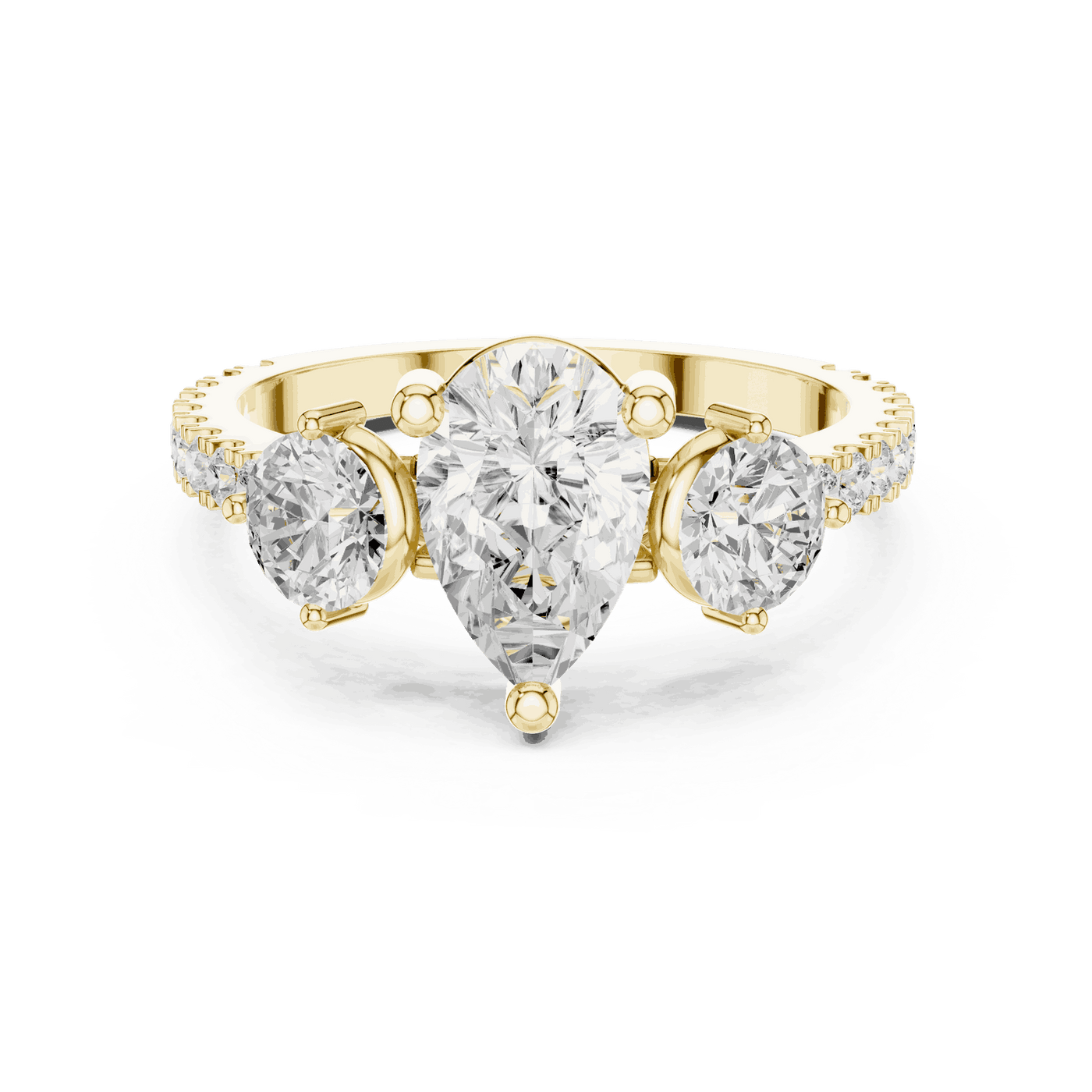 Oval Diamond Three Stone Pave Engagement Ring Rose Gold 18K | Lab Grown | Driona Jewels
