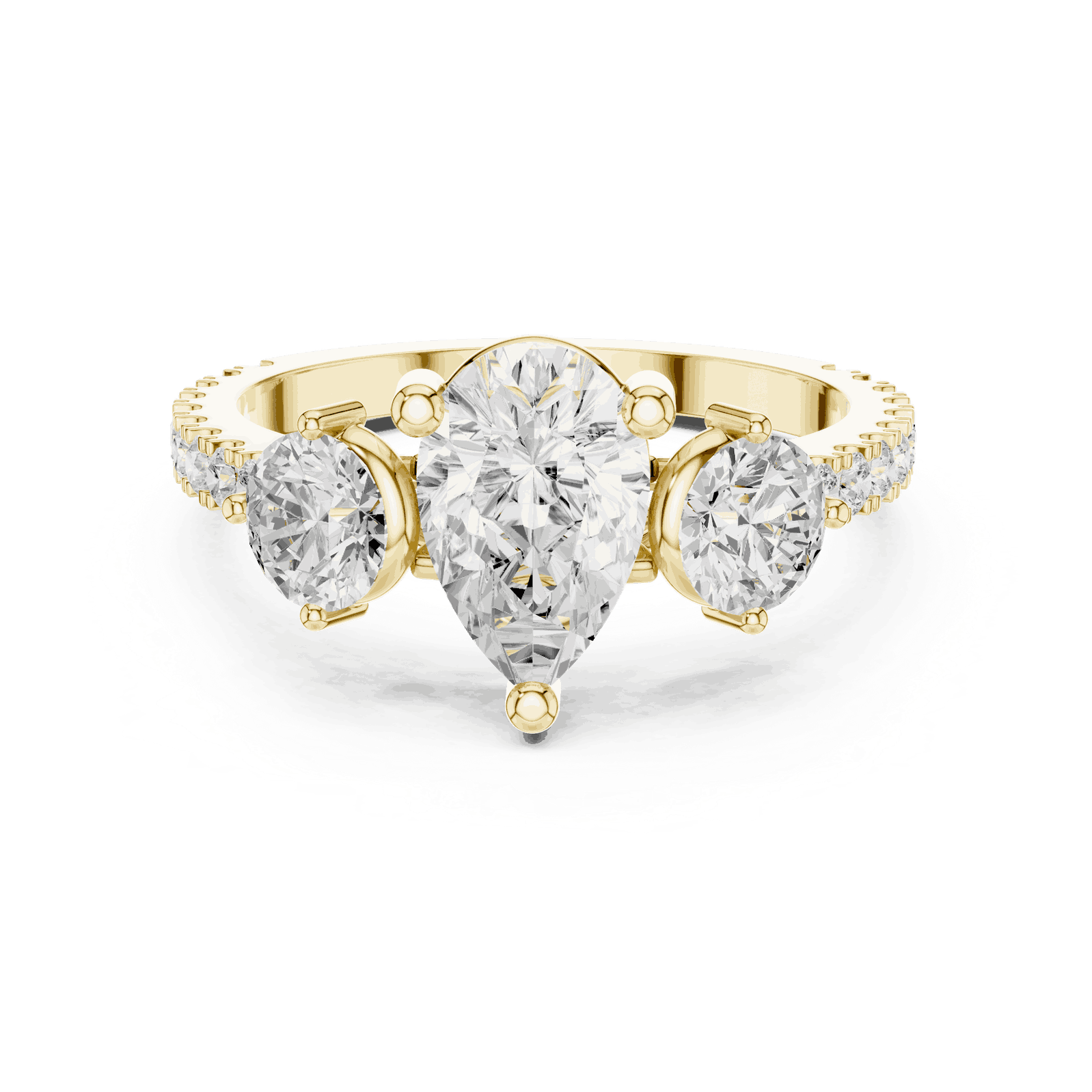 Oval Diamond Three Stone Pave Engagement Ring Rose Gold 18K | Lab Grown | Driona Jewels