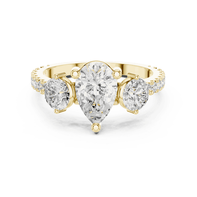 Oval Diamond Three Stone Pave Engagement Ring Rose Gold 18K | Lab Grown | Driona Jewels
