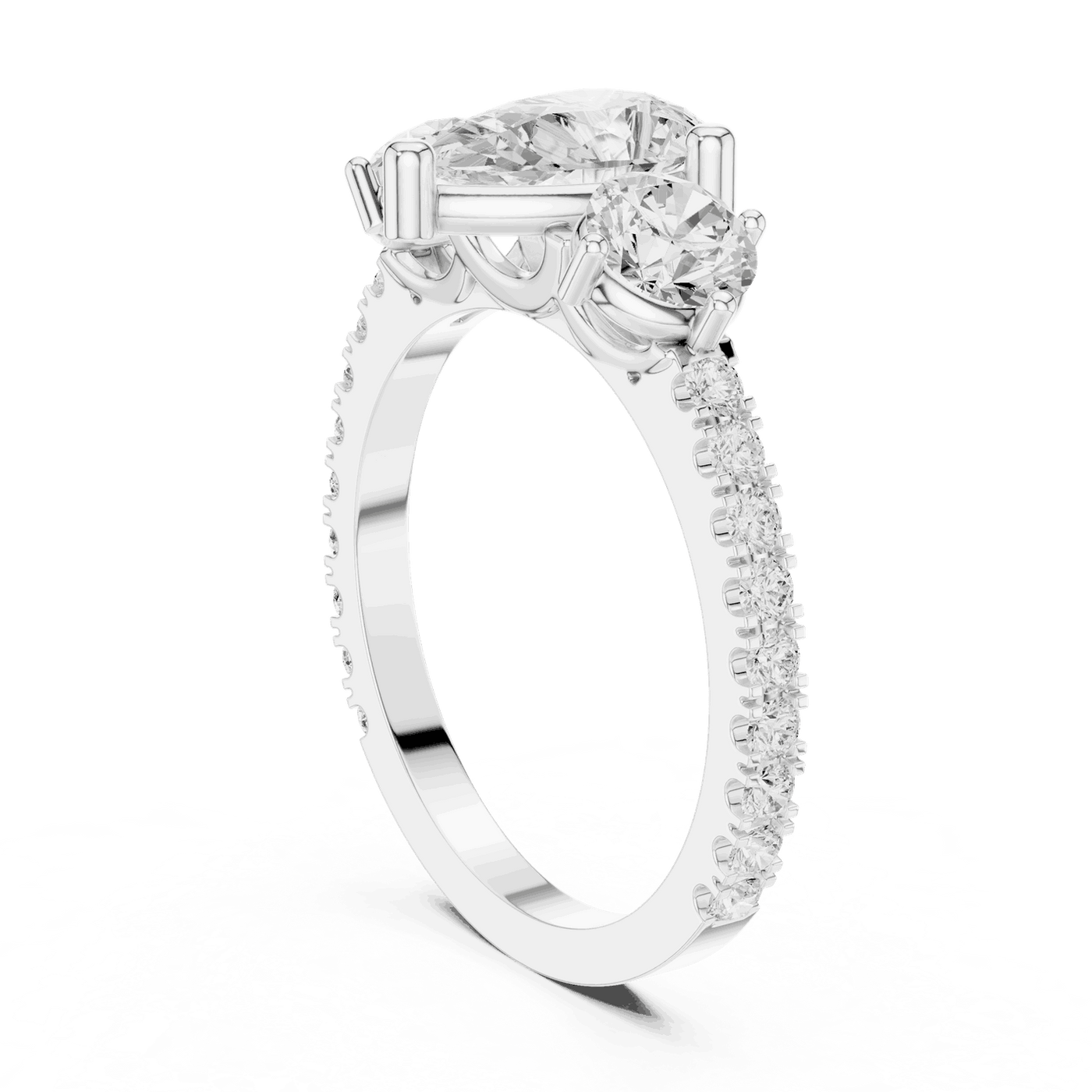 Oval Diamond Three Stone Pave Engagement Ring Rose Gold 18K | Lab Grown | Driona Jewels