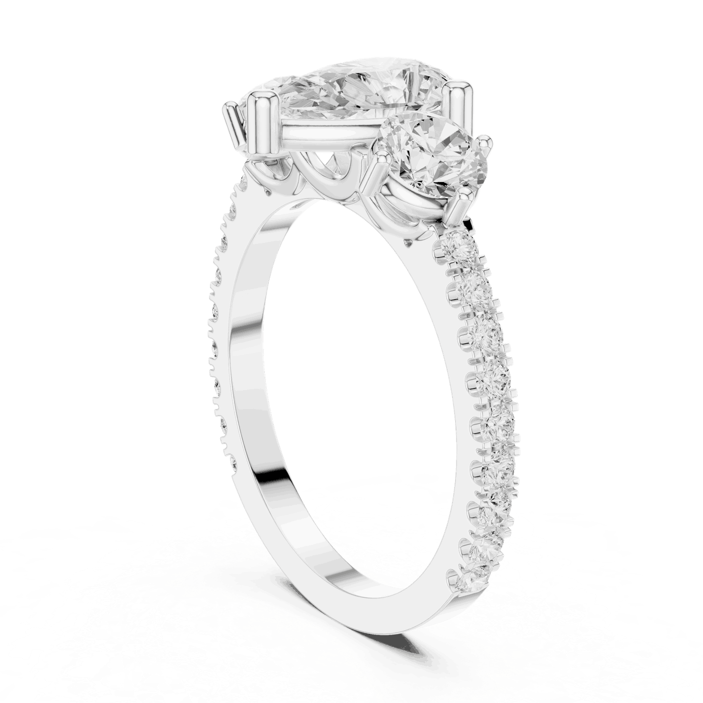 Oval Diamond Three Stone Pave Engagement Ring Rose Gold 18K | Lab Grown | Driona Jewels