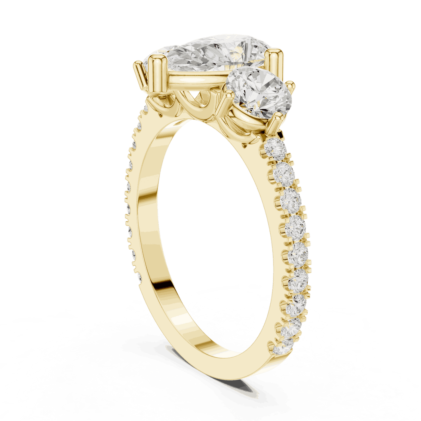 Oval Diamond Three Stone Pave Engagement Ring Rose Gold 18K | Lab Grown | Driona Jewels