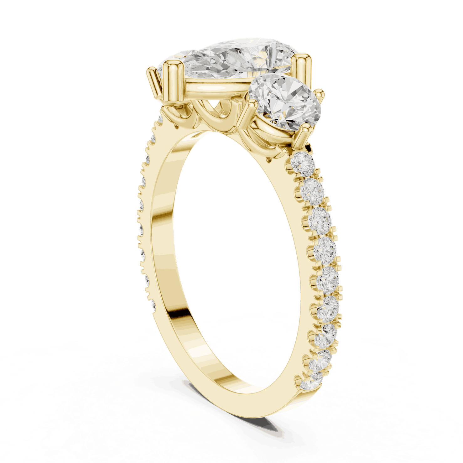 Oval Diamond Three Stone Pave Engagement Ring Rose Gold 18K | Lab Grown | Driona Jewels