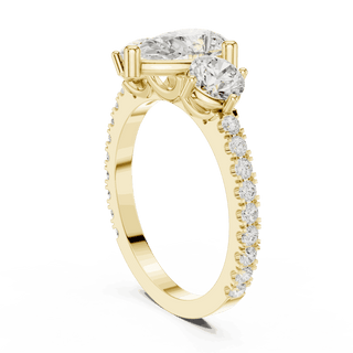 Oval Diamond Three Stone Pave Engagement Ring Rose Gold 18K | Lab Grown | Driona Jewels