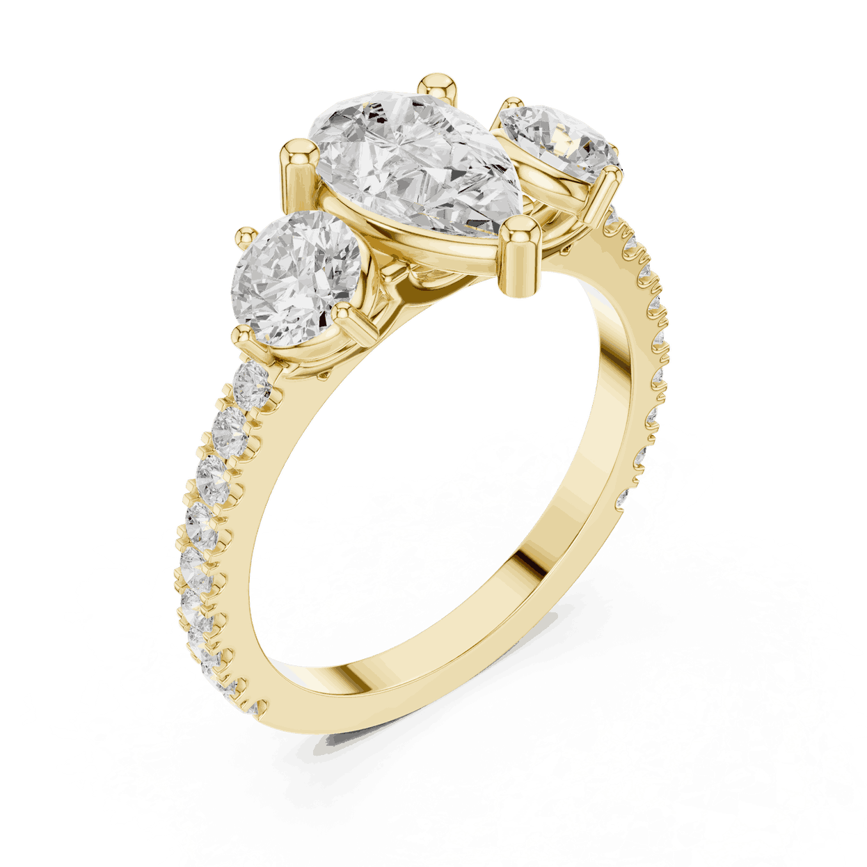 Oval Diamond Three Stone Pave Engagement Ring Rose Gold 18K | Lab Grown | Driona Jewels