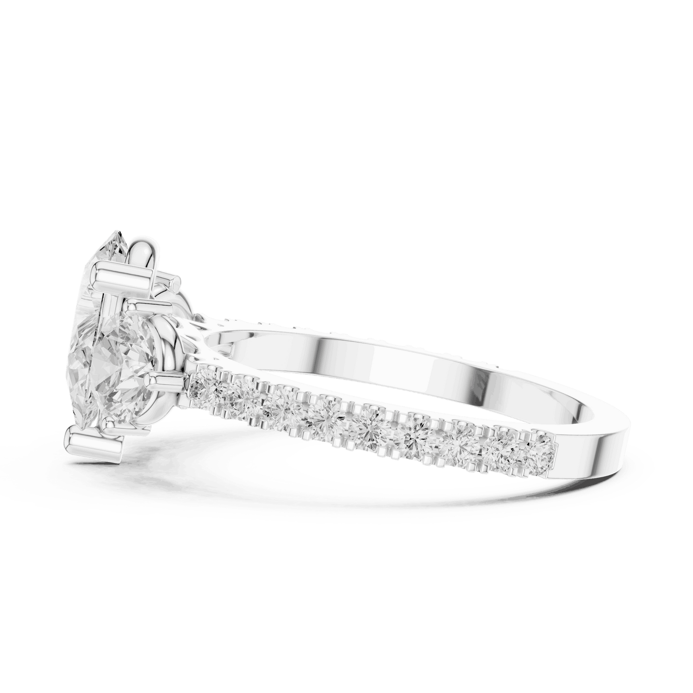 Oval Diamond Three Stone Pave Engagement Ring Rose Gold 18K | Lab Grown | Driona Jewels