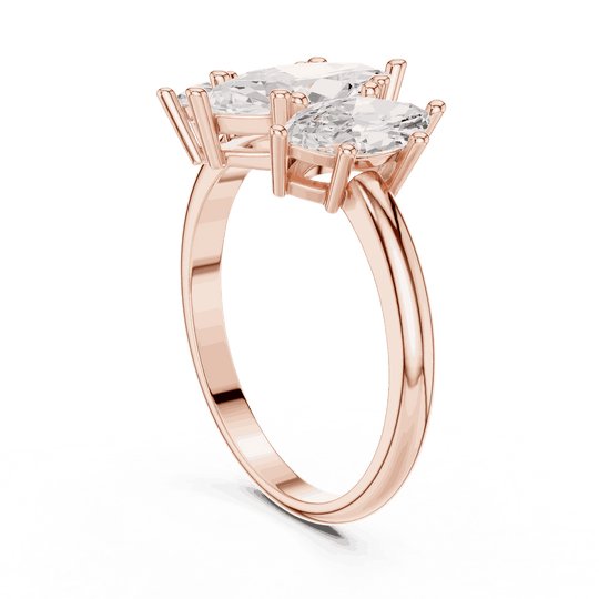 Oval Diamond Toi Et Moi Pear Engagement Ring Rose Gold 18K | Lab Grown | Driona Jewels