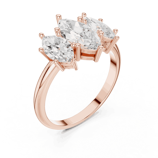 Oval Diamond Toi Et Moi Pear Engagement Ring Rose Gold 18K | Lab Grown | Driona Jewels