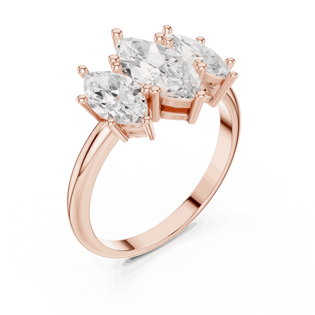 Oval Diamond Toi Et Moi Pear Engagement Ring Rose Gold 18K | Lab Grown | Driona Jewels