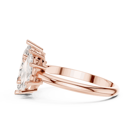 Oval Diamond Toi Et Moi Pear Engagement Ring Rose Gold 18K | Lab Grown | Driona Jewels