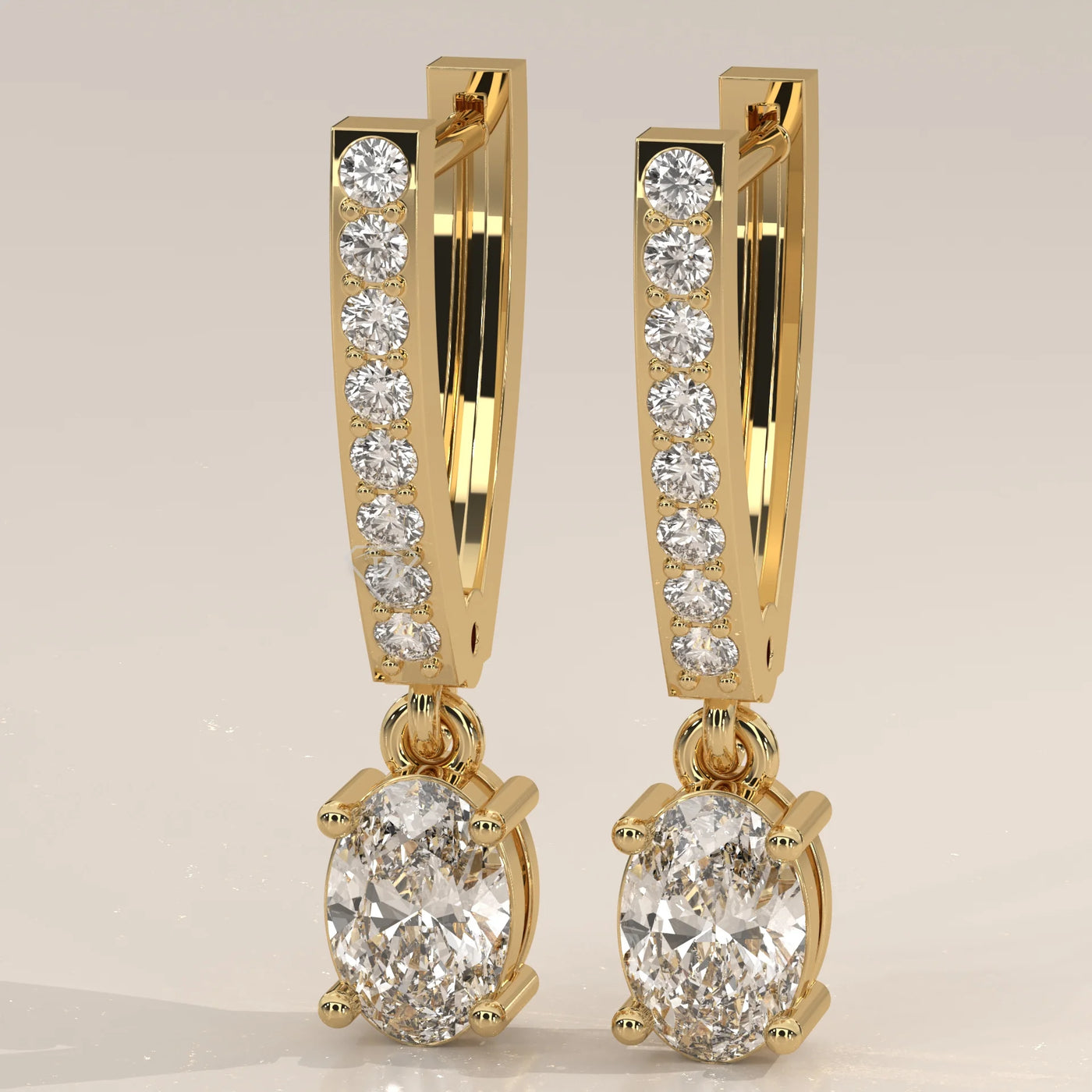 Stone Detail: Oval Lab Grown Diamonds in Pavé Setting – Yellow Gold – Driona Jewels