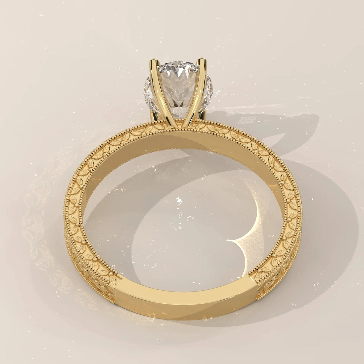 Side Profile: Oval Diamond Ring with Solitaire Setting in Yellow Gold – Lab Grown – Driona Jewels