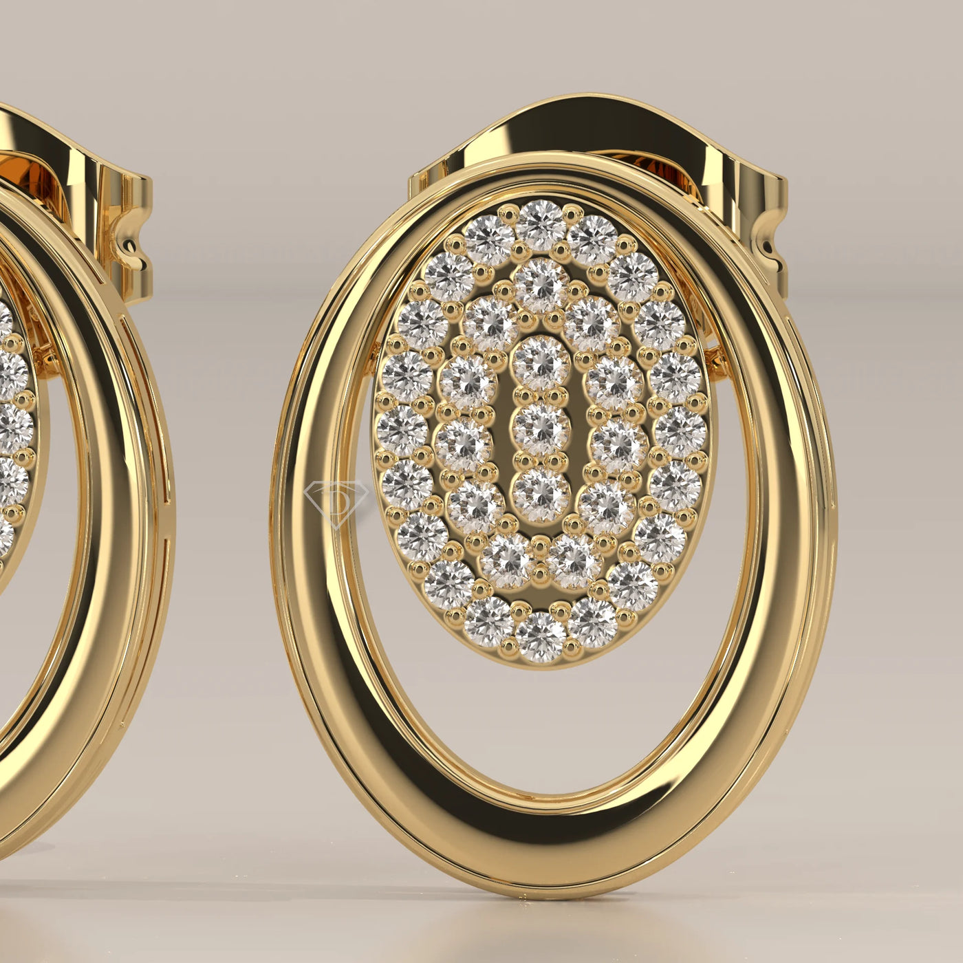 Stone Detail: Oval Lab Grown Diamonds in Pavé Setting – Yellow Gold – Driona Jewels