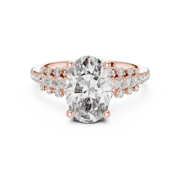 Oval Cut Diamond Cluster Split Shank Engagement Ring