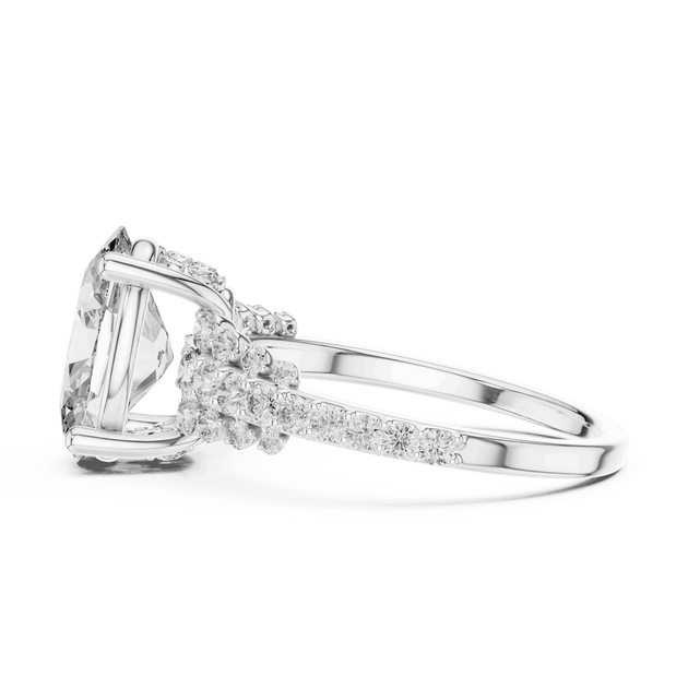 Oval Cut Diamond Cluster Split Shank Engagement Ring