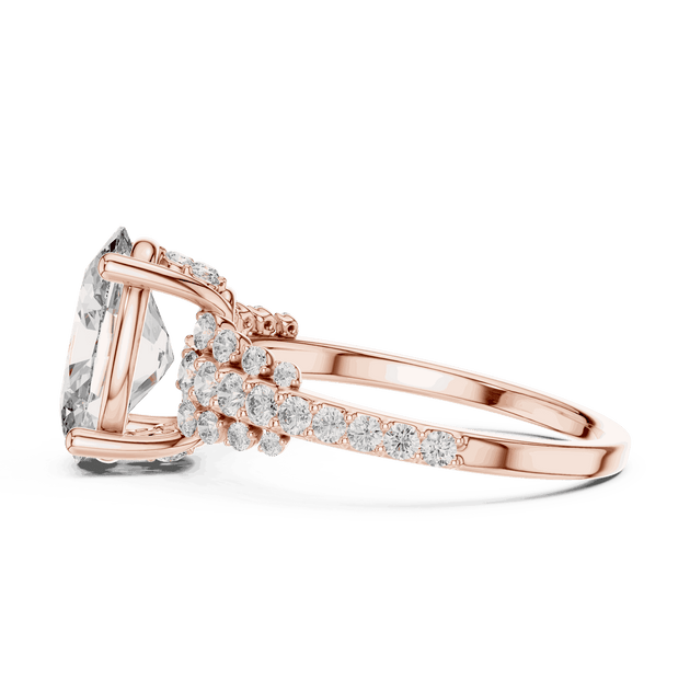 Oval Cut Diamond Cluster Split Shank Engagement Ring