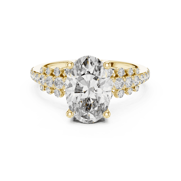 Oval Cut Diamond Cluster Split Shank Engagement Ring