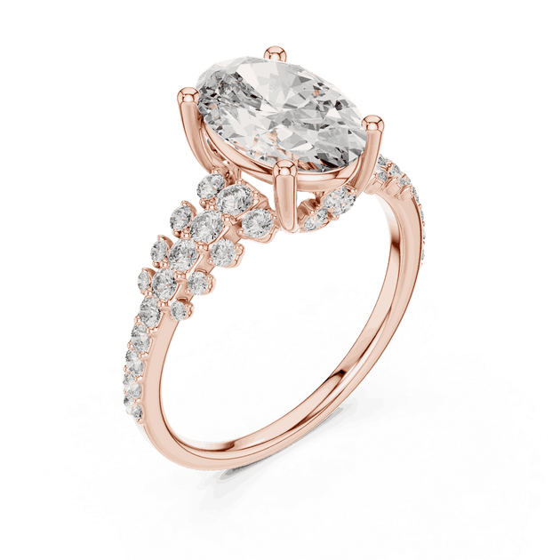 Oval Cut Diamond Cluster Split Shank Engagement Ring