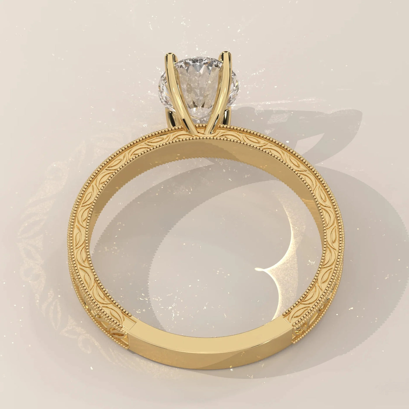 Side Profile: Oval Diamond Ring with Solitaire Setting in Yellow Gold – Lab Grown – Driona Jewels