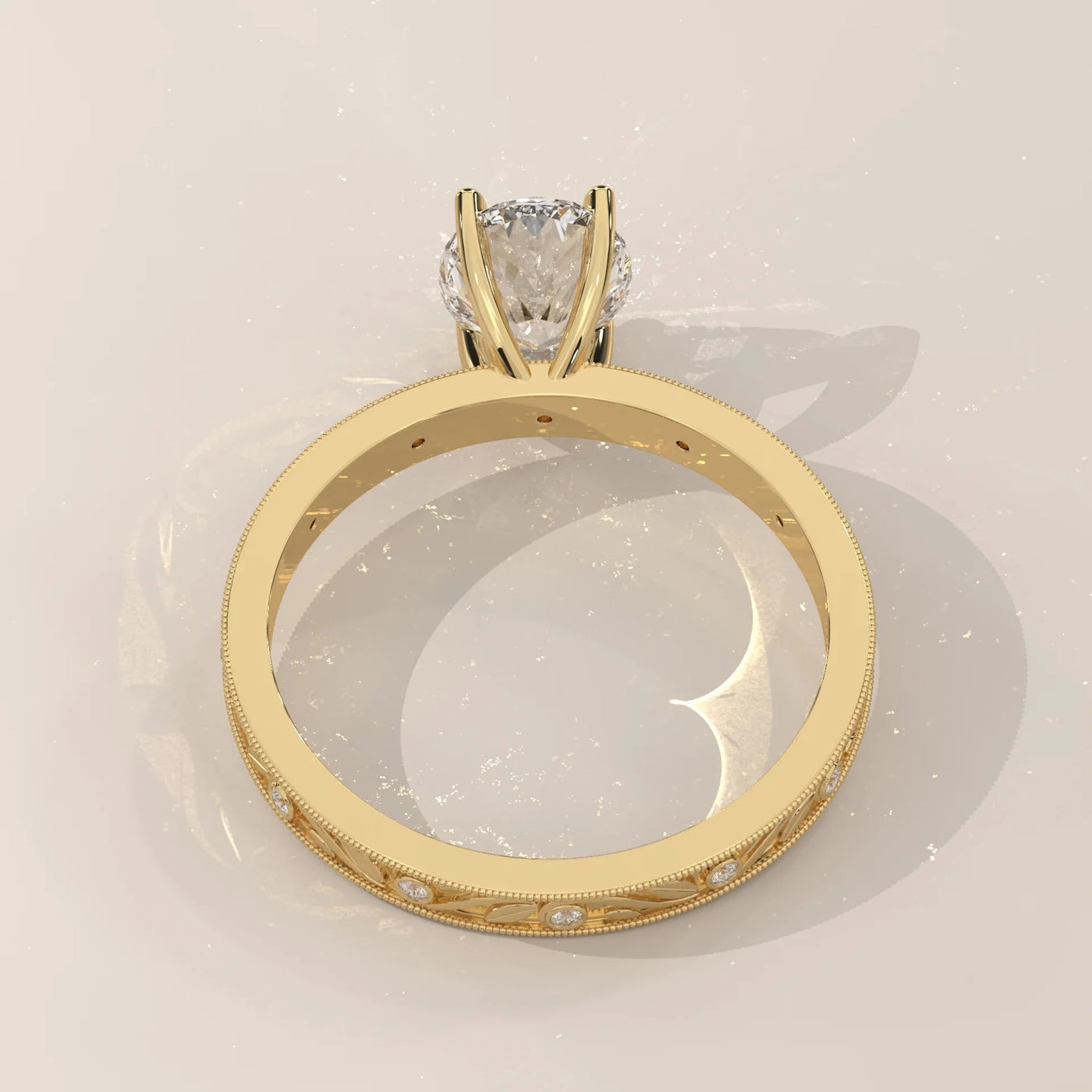 Side Profile: Oval Diamond Ring with Solitaire Setting in Yellow Gold – Lab Grown – Driona Jewels