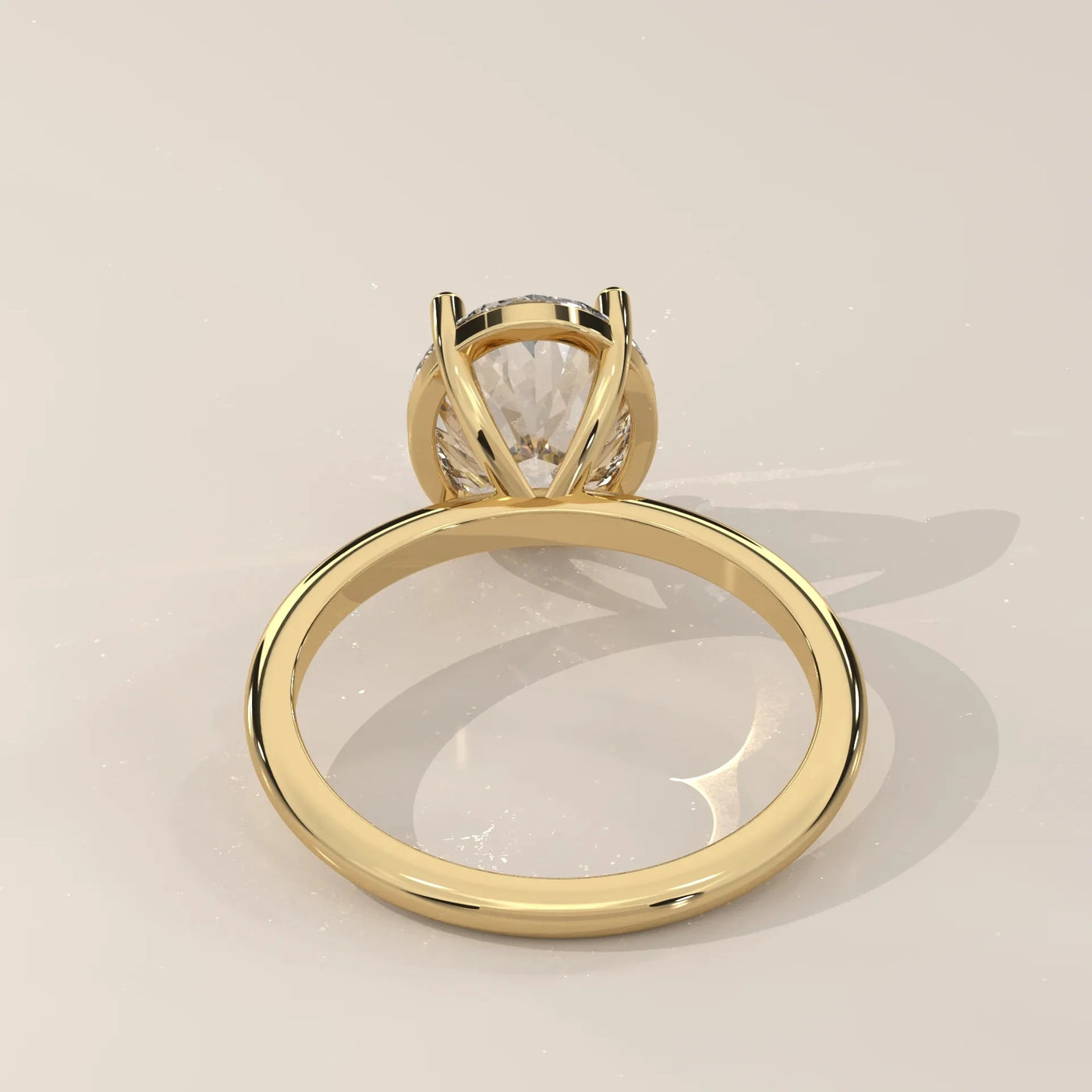 Side Profile: Oval Diamond Ring with Solitaire Setting in Yellow Gold – Lab Grown – Driona Jewels