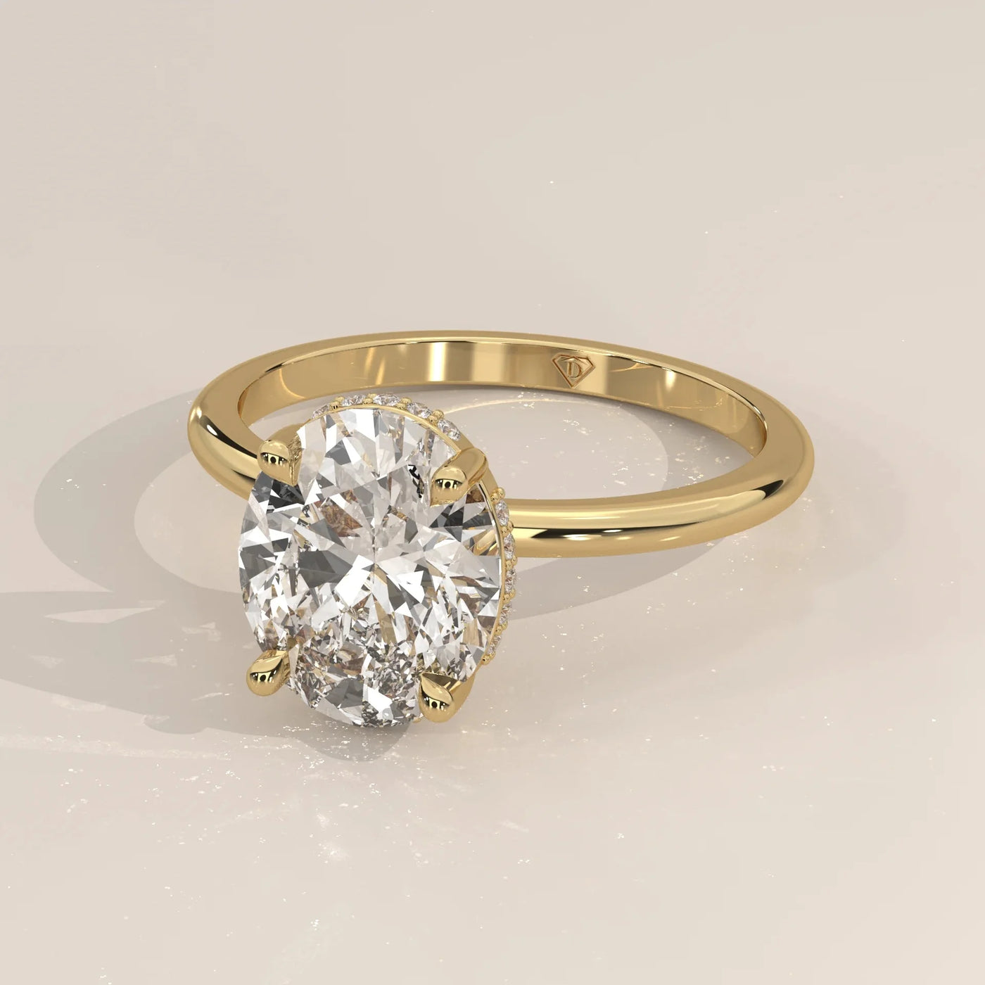 Side Profile: Oval Diamond Ring with Solitaire Setting in Yellow Gold – Lab Grown – Driona Jewels