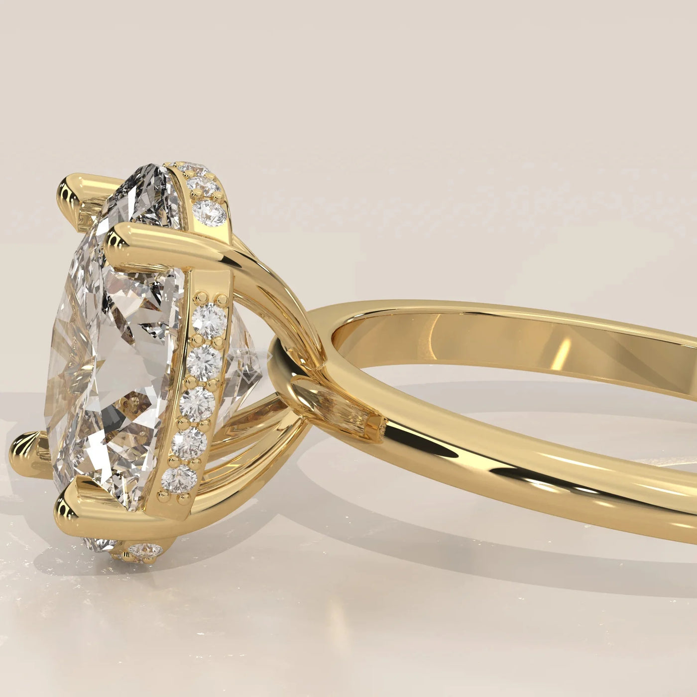 Side Profile: Oval Diamond Ring with Solitaire Setting in Yellow Gold – Lab Grown – Driona Jewels