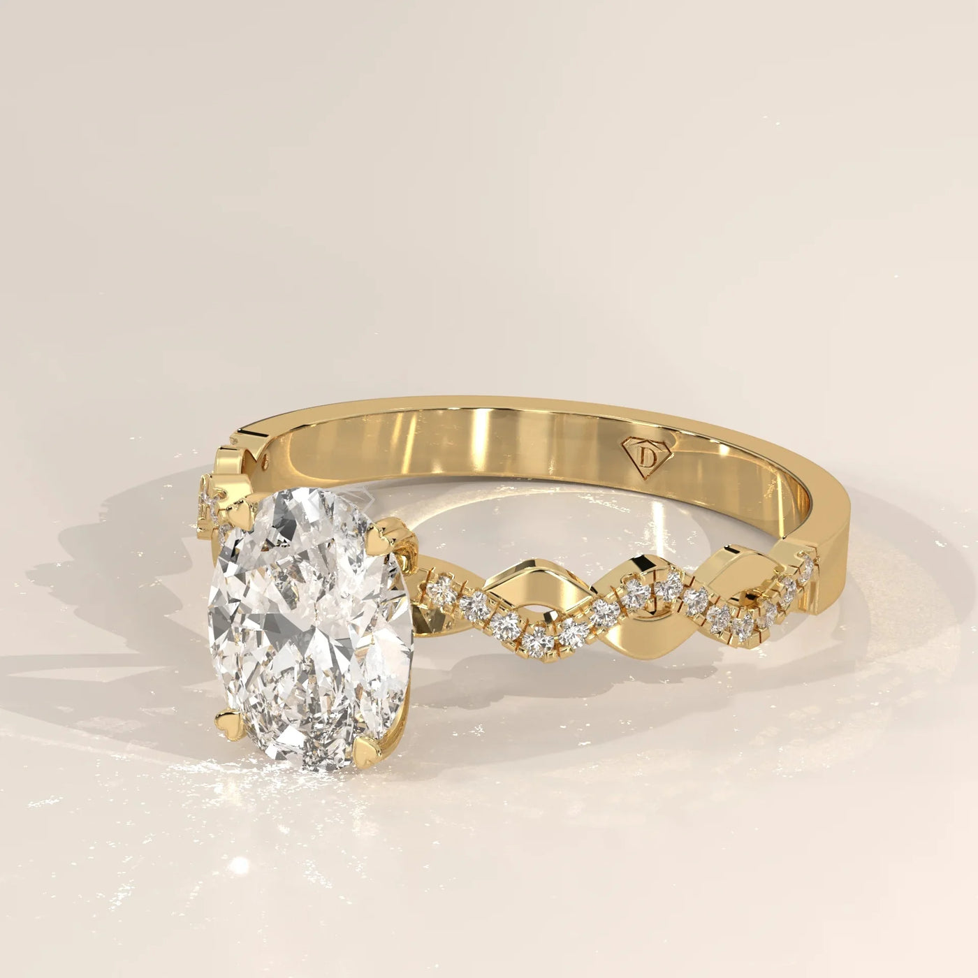 Side Profile: Oval Diamond Ring with Solitaire Setting in Yellow Gold – Lab Grown – Driona Jewels