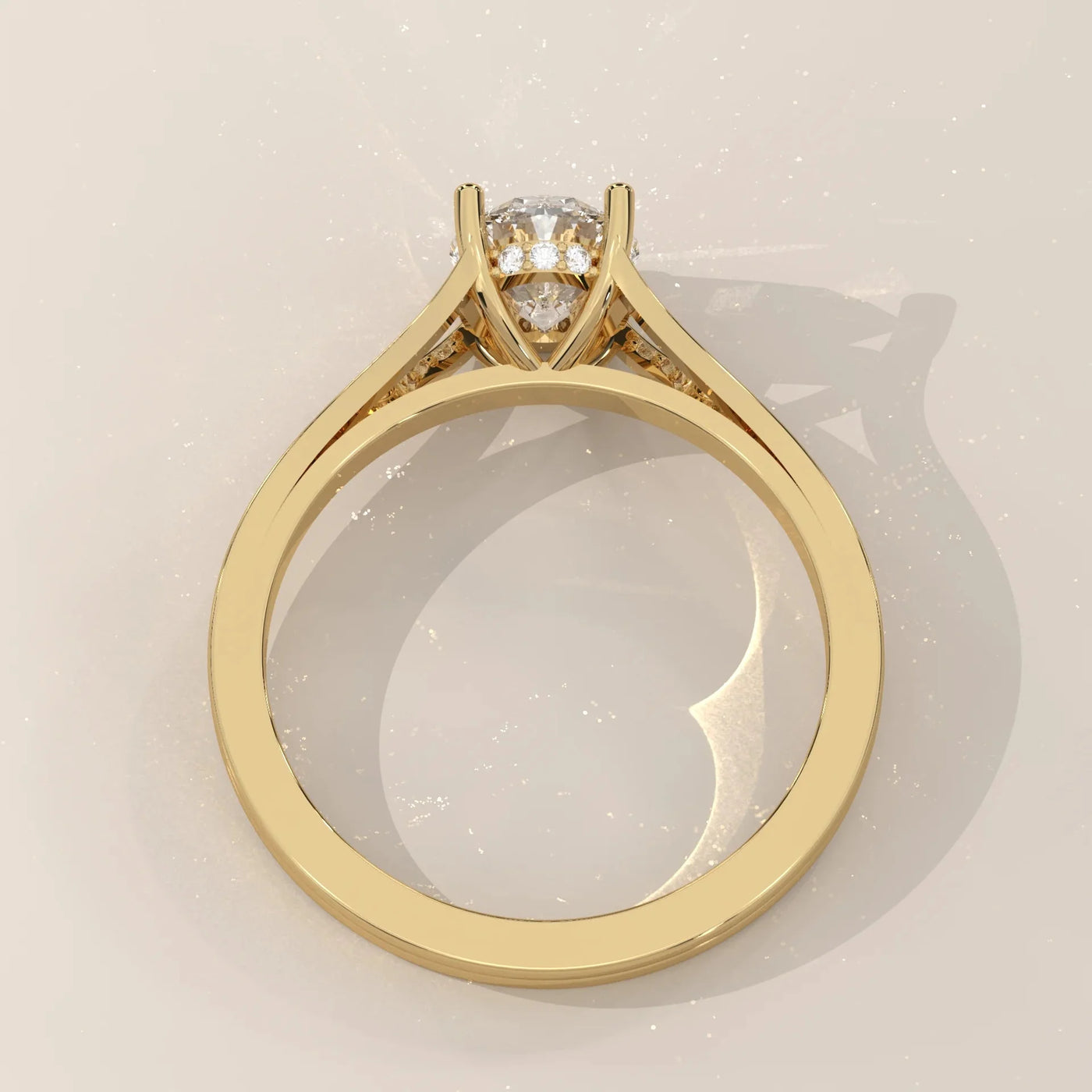 Side Profile: Oval Diamond Ring with Solitaire Setting in Yellow Gold – Lab Grown – Driona Jewels