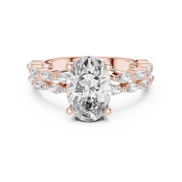 Oval Cut Engagement Ring | Marquise Side Diamonds Vintage Luxury