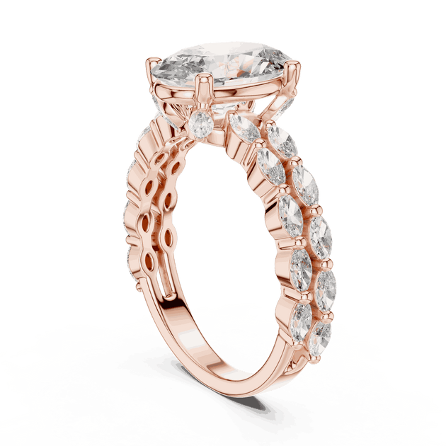 Oval Cut Engagement Ring | Marquise Side Diamonds Vintage Luxury