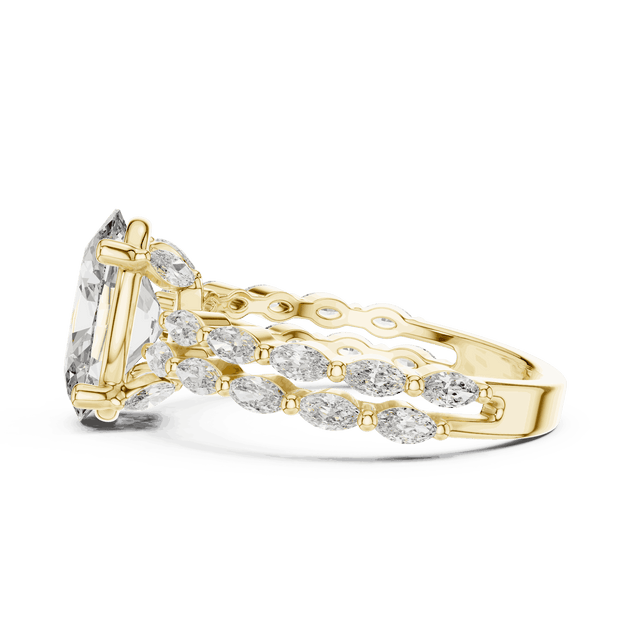 Oval Cut Engagement Ring | Marquise Side Diamonds Vintage Luxury