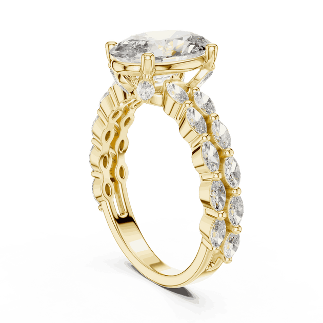 Oval Cut Engagement Ring | Marquise Side Diamonds Vintage Luxury
