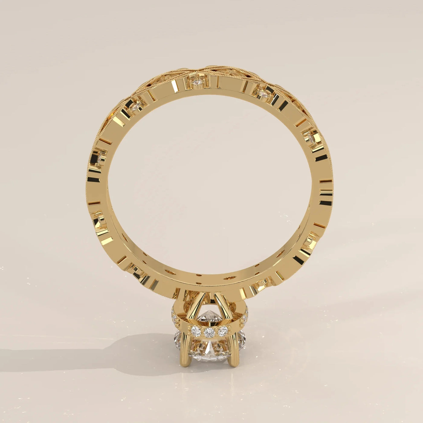 Side Profile: Oval Diamond Ring with Solitaire Setting in Yellow Gold – Lab Grown – Driona Jewels
