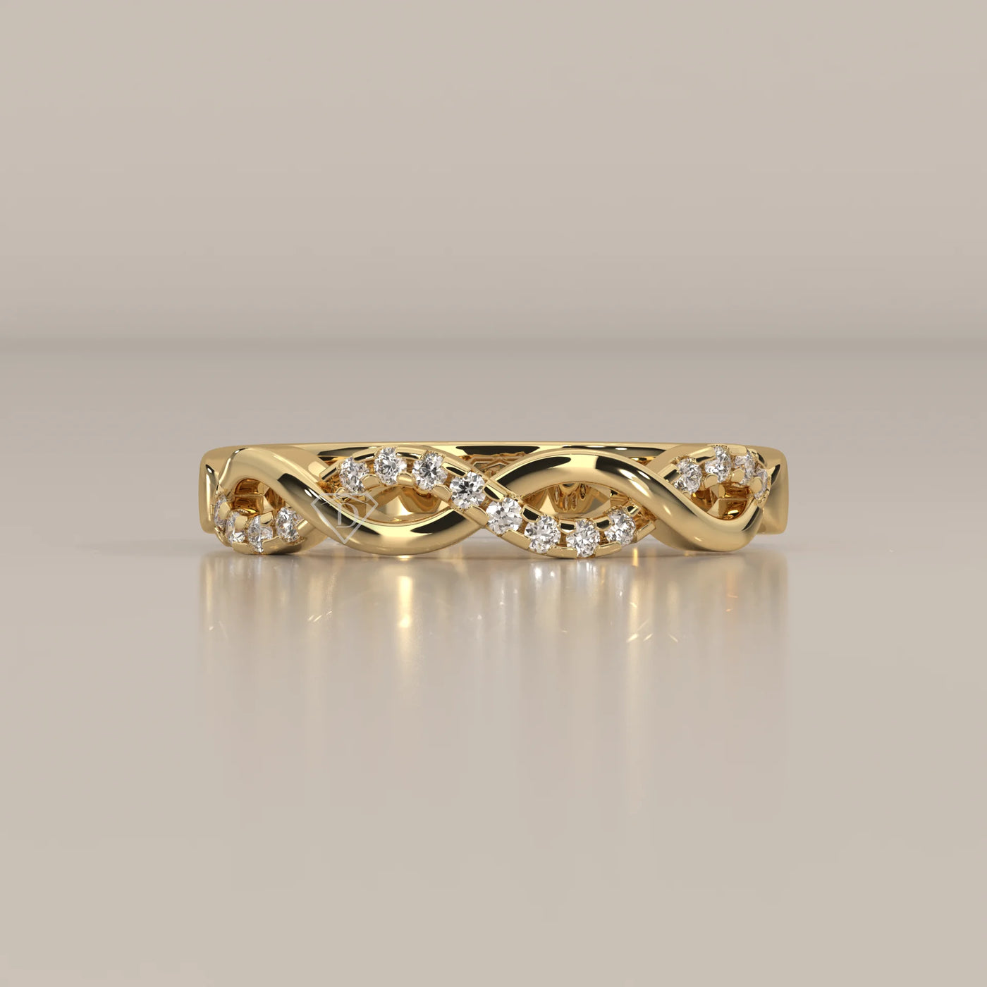 Side Profile: Round Diamond Wedding Band with Pavé Setting in Yellow Gold – Lab Grown – Driona Jewels
