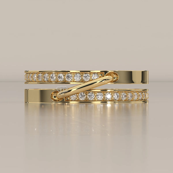 Side Profile: Round Diamond Ring with Pavé Setting in Yellow Gold – Lab Grown – Driona Jewels