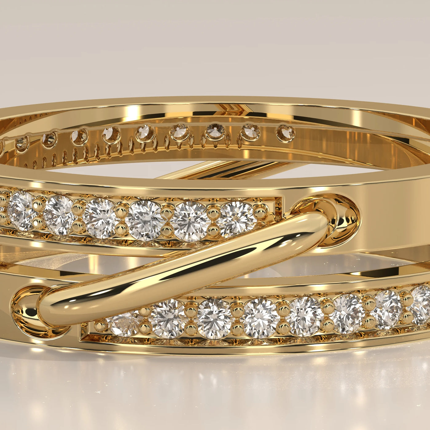 Stone Detail: Round Lab Grown Diamonds in Pavé Setting – Yellow Gold – Driona Jewels