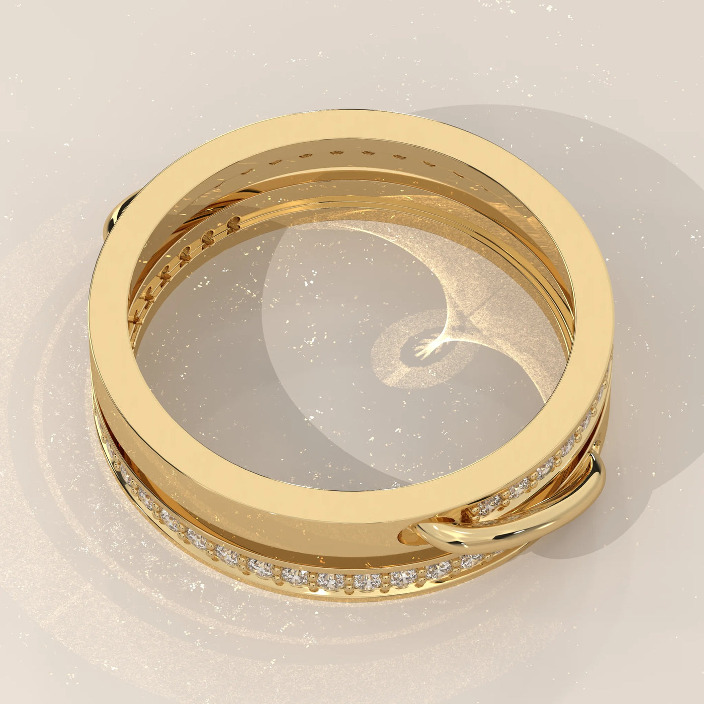 Top View: Round Diamond Ring with Pavé Setting in Yellow Gold – Lab Grown – Driona Jewels