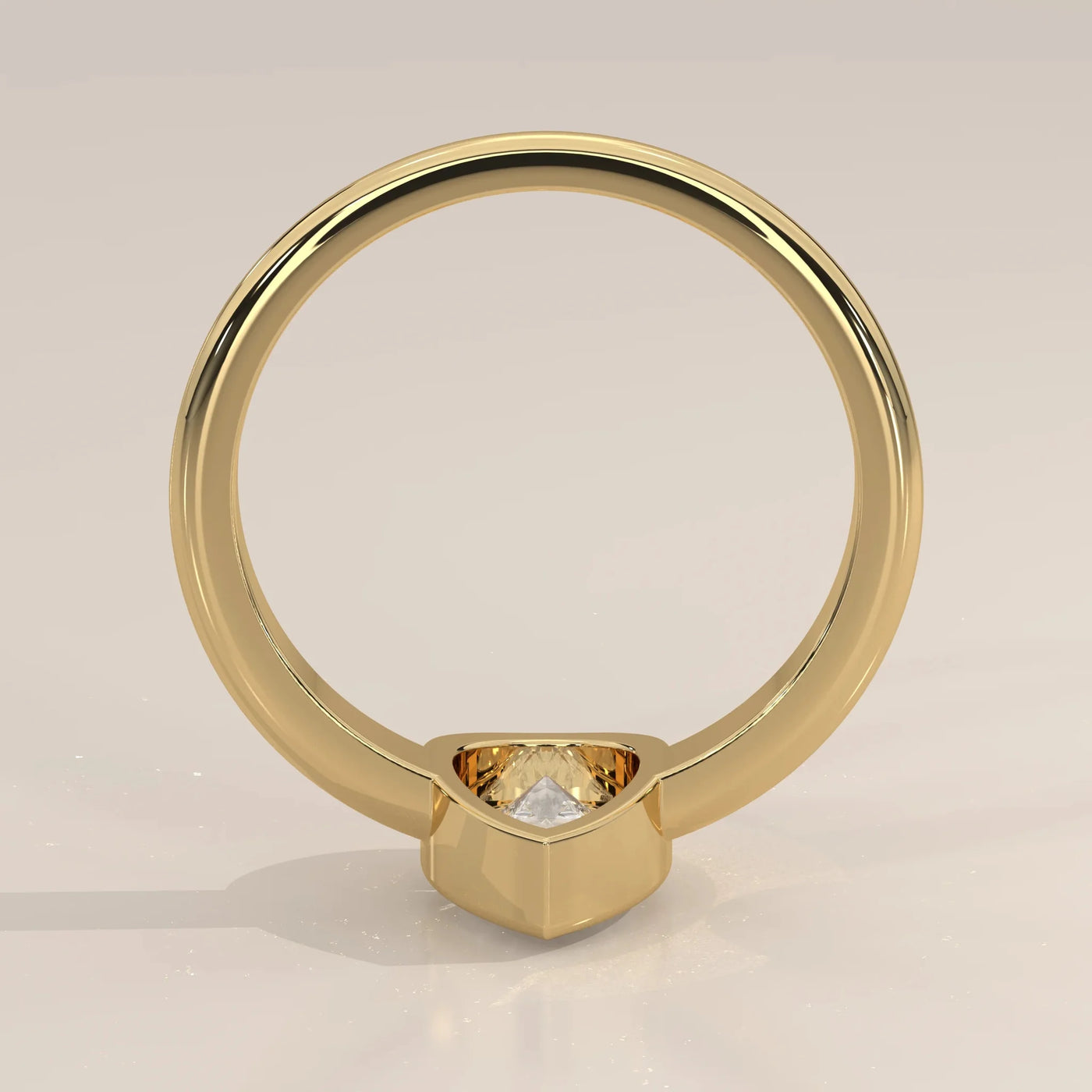 Front View: Pear Diamond Ring with Bezel Setting in Yellow Gold – Lab Grown – Driona Jewels